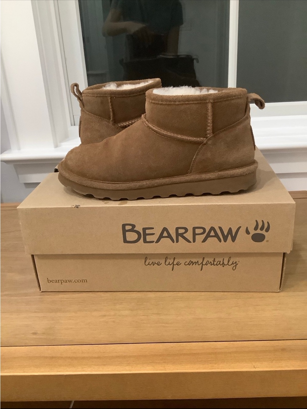 BearPaw Chestnut Short Suede Shearling Ankle Boots
